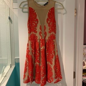 For Love and Lemons red appliqué dress